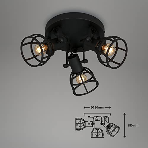 Plafonnier rétro orientable en acier noir avec 3 spots de plafond rustiques E14 - 6