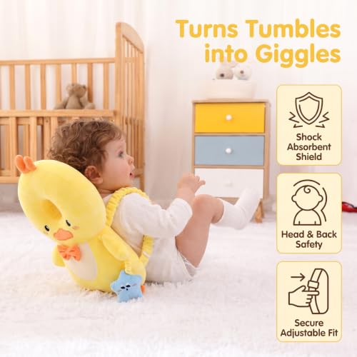 Image of Baby Head Protector Backpack - Soft & Lightweight Fall Cushion Backpack for Toddlers Walking and Crawling(Yellow Chick)