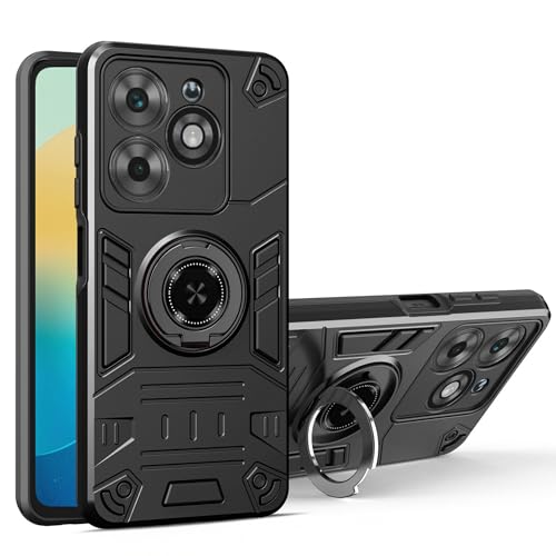 Lucyliy Tecno Spark GO 2024 / Spark 20 / 20C /Spark 8 �t�H���P�[�X �}�O�l�b�g�u���P�b�g [ PC �o�b�N�{�[�h + TPU �\�t�g�{�g���V�F�� ] �u���b�N