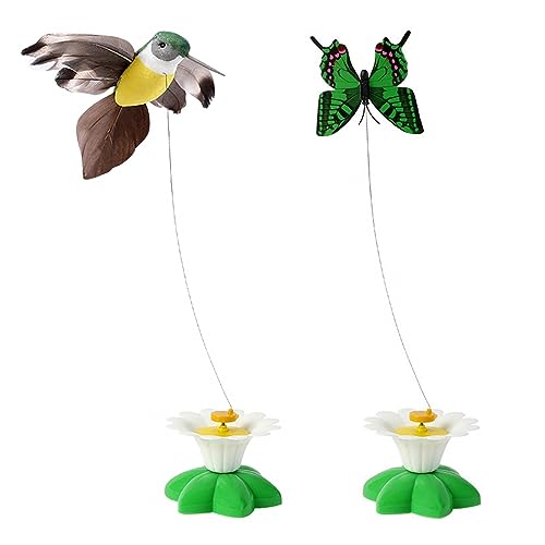 MiOYOOW Elektrisches Katzenspielzeug Fliegende Vogel-/Schmetterlingssimulation interaktives Katzenspielzeug lustiges Katzenspielzeug für Katzen...