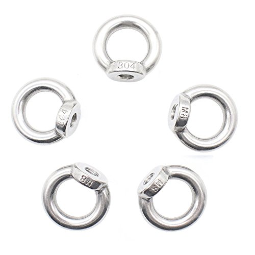 Pernos M8 de acero inoxidable 304 con ojal y tuercas en pack de 5 unidades
