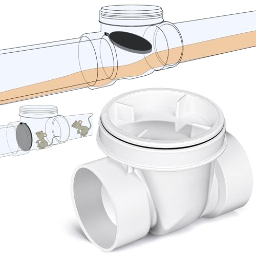 Image of Tondiamo 1 Pcs 4 inch PVC Backwater Valve Backflow Preventer Valve, White PVC