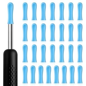 Ear Wax Removal Replacement Tips for Ear Camera 30Pcs Ear Spoon Tips for Wet/Dry Ear Ear Cleaner Tips Wax Cleaning Ear Spoons Tips Silicone Soft Cleaning Reuse Cap for Ear Wax Removal Endoscope