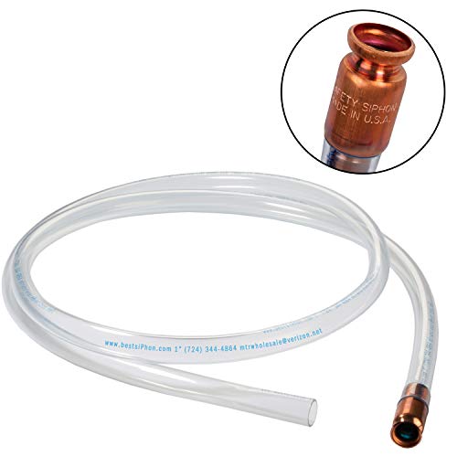 The Original Safety Siphon 10 Foot Hose For Gasoline And More - 1" Valve Siphon Pump - Use for Cars, Boats, Mowers - Self Priming Pump Transfers 3.5 Gallons per Minute - FDA Food Grade for Home Brews