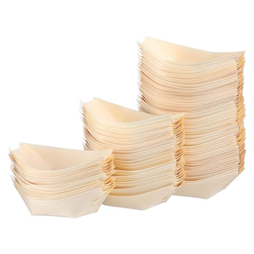 Veemoon 100 Unidades Barco Diseño Multifunción Comida de para Desechable de Madera y Práctico y Elegante Sushi, Ensaladas Postres, Adecuado para Bares y Restaurantes