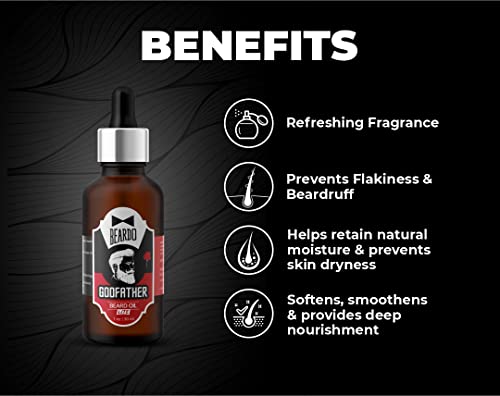 Beardo Godfather Lite Beard And Moustache Oil, 1 Oz | Nourishes And Strengthens Beard | Prevents Dryness And Flakiness In Beard | Prevents Split Ends And Breakage | Non-Sticky #TOP2