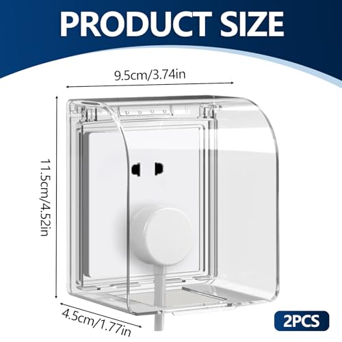 2 Stück Steckdose Regenschutz, Typ 86 Steckdosenabdeckung Steckdosen Aussen Regenschutz Schalter Abdeckung für Bad Küche Zuhause Garten Draußen (Transparente)
