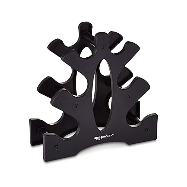 Amazon-Basics-Neoprene-Coated-Dumbbell-Hand-Weight-Set Amazon Basics Neoprene Coated Hexagon Workout Dumbbell Color Coded Hand Weight with Storage Rack, 20 Pounds (3 Pairs set of 2, 3, and 5 Pounds), Multicolor