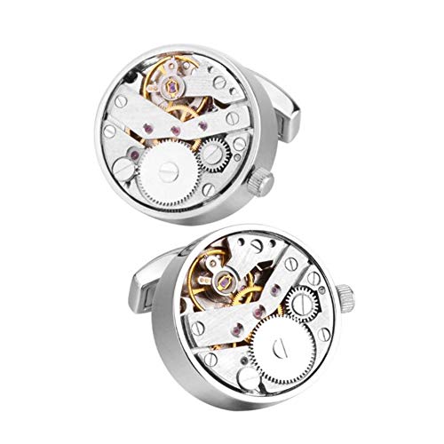 LSGGTIM Gemelos para hombre, 1 par de gemelos mecánicos de movimiento personalizado giratorio mecánico camisa francesa redondo gemelos traje regalo de negocios, 22 mm Cover