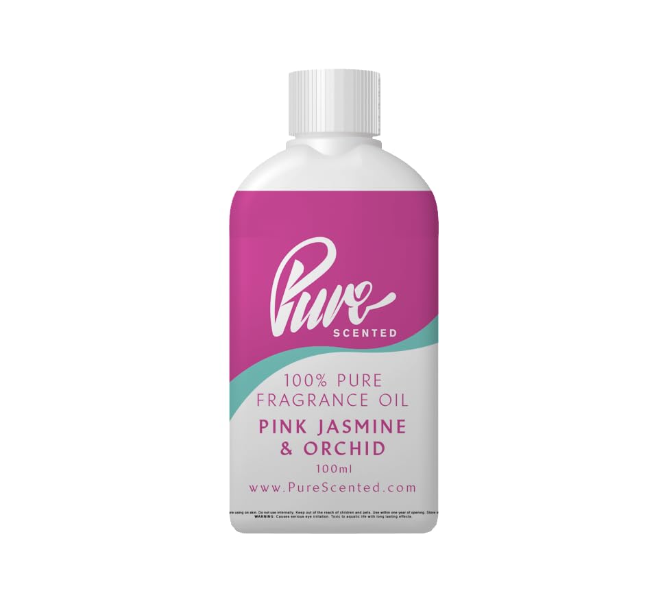 Pure Scented 100ml Fragrance Oil - Vegan & Cruelty-Free, for Candles, Soaps, Slime, Diffusers, Cosmetics, Wax Melts & DIY Crafts (1 x 100ml, Pink Jasmine & Orchid)