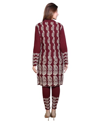Image of Grand Line Women's Acrylic Woolen Winter Wear Warm Kurta with Palazzo Set