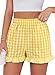 EVALESS Boxer Shorts for Women Plaid Pajama Ruffle Shorts Fashion 2026 Summer Beach Bottoms Casual Lounge Sleep Gingham Shorts Cute y2k Clothes Elastic High Waist Cotton Short Yellow Cream Small