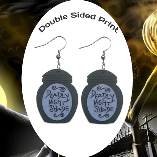 Cute Halloween Nightmare Urn Earrings for Women. Halloween Costume Deadly Nightshade Earrings for Women. Sally Style Costume Earrings Fan Designed Poison Bottle Earrings for Women. Fun Poison Themed Earrings for Women.4
