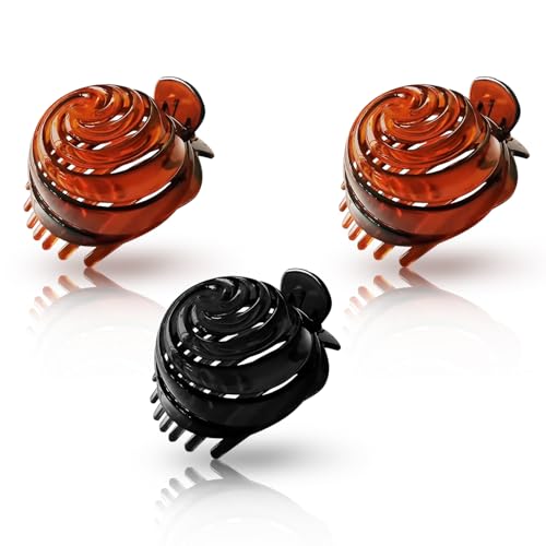Image of Sanas Hair Clips For Women (3 Pcs) Claw Clips For Women Aesthetic Bun Maker Clutchers For Hair Hair Accessories For Girls Hair Clutcher Stylish Korean Design (Black Brown Combo) (3 Pcs)