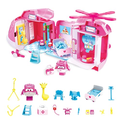 Super Wings Doctor Kit Toys, Dizzy Rescue Helicopter Doctors Play Set Toddler Toys, 2 in 1 Transformable Toys & Pretend Doctor Playset Toy, Doctor Kit for Toddlers Kids Ages 3 4 5 6 7 8 9