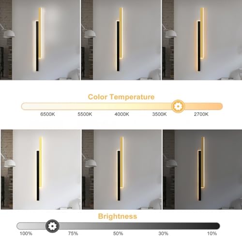 Iluminación de pared interior LED moderna con mando a distancia negro 3