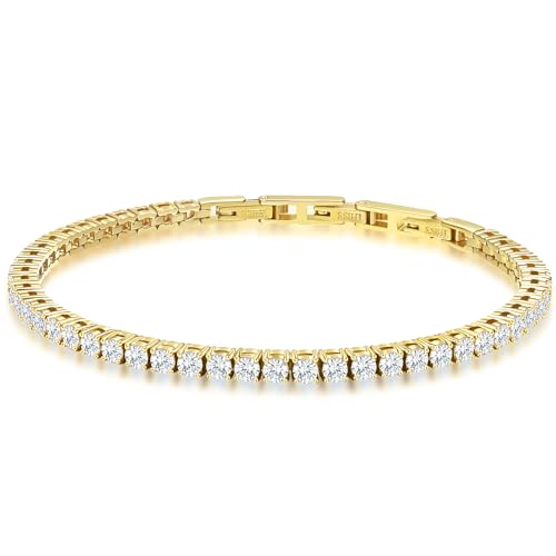 Stainless Steel Adjustable CZ Tennis Bracelet for Women Men (Gold, CZ 3mm) - image 1