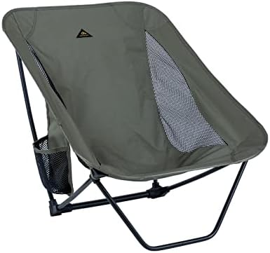 iClimb Low Ultralight Compact Camping Folding Chair with Side Pocket and Carry Bag (Green)