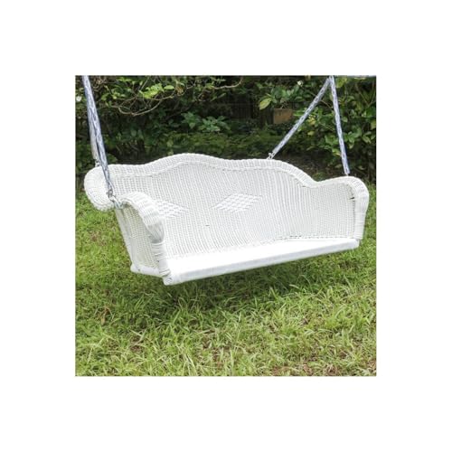 International Caravan Furniture Piece Resin Wicker Hanging Loveseat Swing