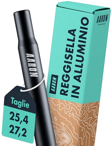 AARON Tubo reggisella con diametro di 27,2 mm, tubo sella in alluminio con lunghezza di 350 mm, reggisella per bici da città, bici da trekking e bici da turismo con scala di colore nero