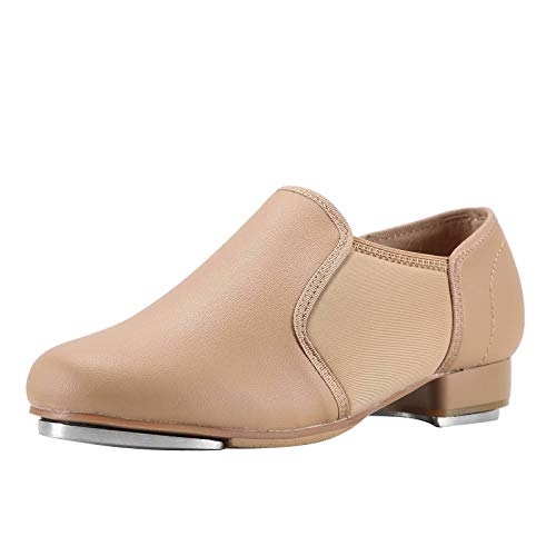Linodes Upgraded Unisex PU Leather Slip On Tap Shoe Dance Shoes for Women and Men's Dance Shoes-Brown-9M by Linodes - Used condition - US$26.41