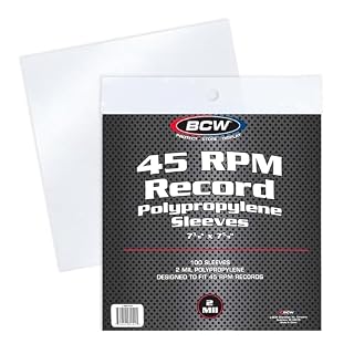 BCW 45 RPM Record Sleeves – 100 Count | Fits Standard 7 Inch Single 45s | Snug-Fit 2 Mil Polypropylene Outer Sleeves | Archival Plastic Covers for Vinyl Record Storage and Protection - Les Beatles, Paul McCartney, John Lennon, RIngo Starr, George Harrison