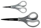 Fiskars 8 inch Non-Stick Titanium Softgrip Scissors, with Fiskars 5 inch Non-Stick Titanium Softgrip Detail Scissors