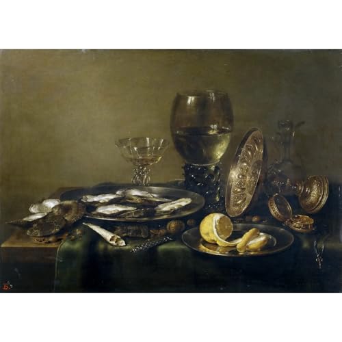 Poster d'art Nature morte aux huîtres déco cuisine et salon ambiance musée Prado 1632