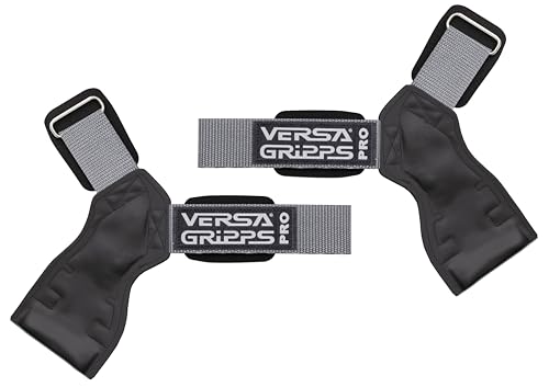 Versa Gripps® Pro, Made in The USA, Wrist Straps for Weightlifting Alternative, The Best Training Accessory, Silver/Black, R/L