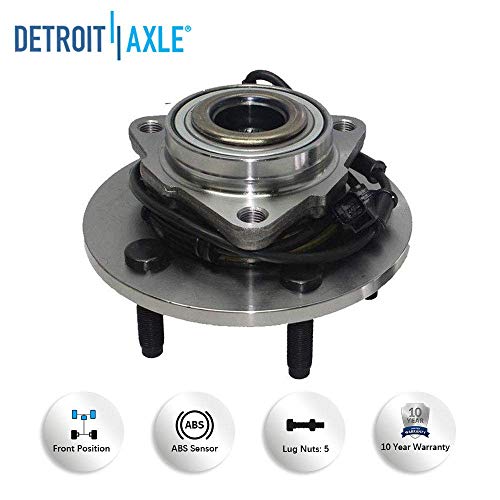 Detroit Axle - Front Wheel Bearing And Hub Assembly Replacement For 2002-2005 Dodge Ram 1500 4-Wheel Abs - 2Pc Set #TOP3