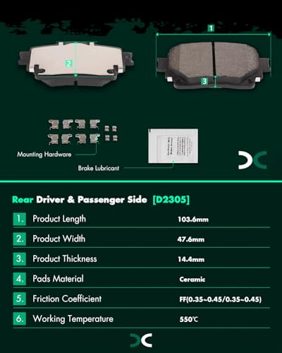 Image of SCITOO D1324 D2305 Front Ceramic Rear Ceramic Brake Pad Sets | 2021-2024 For Toyota For Sienna