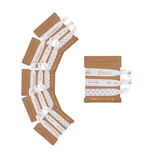 Bride Tribe Hair Tie 6 Pack,Bridesmaids Gifts for Wedding Hair Ties for Women,Maid of Honor Proposal,Bachelorette Party Gifts for Bride,Absolute Adorable Hair Knot(Total 18pcs,White)
