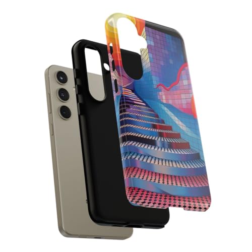 Coque Samsung S24 Plus rigide brillante escalier bleu haut de gamme