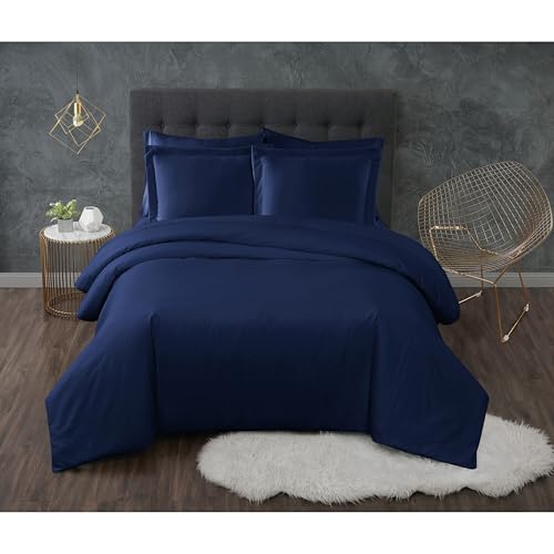 Truly Calm Duvet Set Navy Polyester 2-Piece Twin XL Duvet Set, So...
