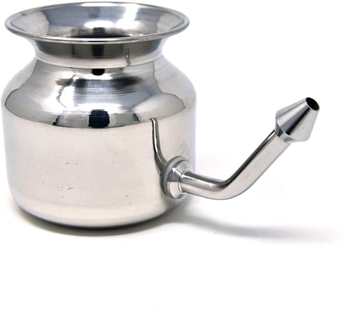 Pot ayurvédique Jal Neti en acier inoxydable pour le nettoyage nasal des sinus