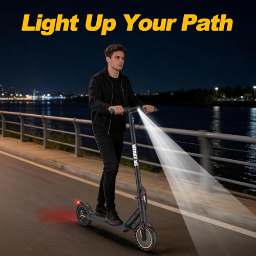 Image of Electric Scooter, 500W /350W /800W /1000W Motor & 10 inch /8.5 inch Solid Tires, Up to 22 /19 MPH & 28 /25 /15 Miles Range, Foldable Commuter E Scooter for Adults & Teens with Dual Brake System, APP