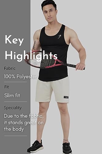 Image of FUAARK Surge Slim Fit Solid Gym Tank Tops for Men