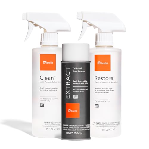 Sunbrella Total Care Kit | Clean Protect & Restore Fabric & Upholstery | Fabric Cleaner Stain Remover and Protector Bundle | 16 fl oz / 5 fl oz