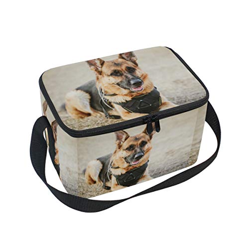 Moyyo Lunch Bag Police Dog Lunch Box Bag Insulated Cooler Bag Tote Bag School Office Meal Prep Handbag Outdoor Travel Picnic Bag with Shoulder Strap for Boys Girls Kids Adults Women Men