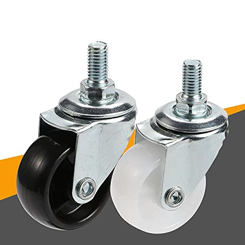 5-Zoll-Nyloner-Set mit 4 Stück, Schraubstange M8 / M10 / M12, galvanisch beschichtet, 38 mm drehbarer Möbelstuhl/Weiß / 8 mm * 25 mm