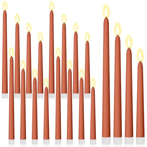 Image of Rossesay 24 Pcs Flameless LED Taper Candles Battery Operated Candle Flameless Candlesticks Flickering for Christmas Church Wedding Indoor Decoration (Classic,8.5 inch,9.65 inch,10.8 inch,12.8 inch,Brown)