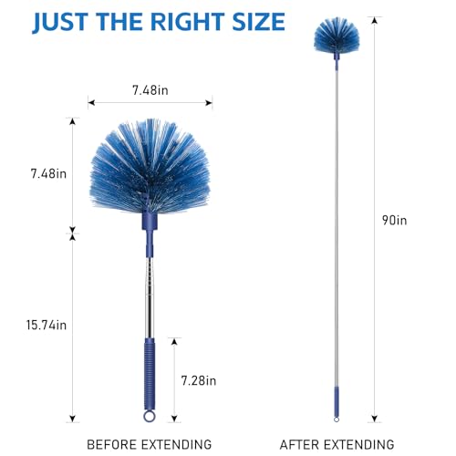 Image of SetSail Cobweb Duster with Extension Pole, Retractable Dusters for Cobweb Cleaning 81-inch Long Handle Ceiling Fan Spider Web Brush for Outdoor Indoor High Ceilings