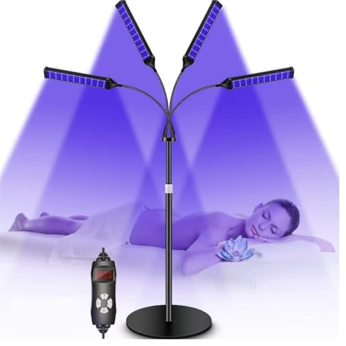 Tanning Lamp for Face and Body 360 Adjustable Stand Sun Lamp with 5 Energy Levels & 2 Light Modes 5-30 Min Timer for Golden Bronze Skin at Home(B)