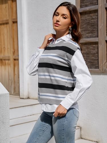 Image of Moreone Womens Sweater Vest Cap Sleeve Crew Neck Sleeveless Casual Ribbed Knit Cropped Pullover Tank Tops