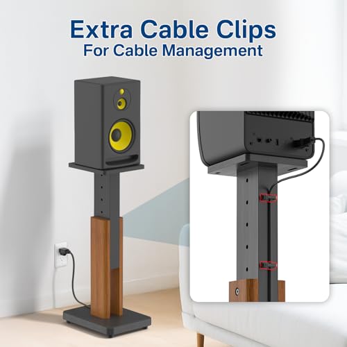 18\"-28\" Height Adjustable Studio Monitor Stands Pair for Yamaha/Presonus/KRK/JBL/ADAM Audio/Mackie/Edifier Studio Monitors Speaker Stand- Heavy Duty Wood Studio Monitor Floor Stands for Surround Sound - Thumbnail 5