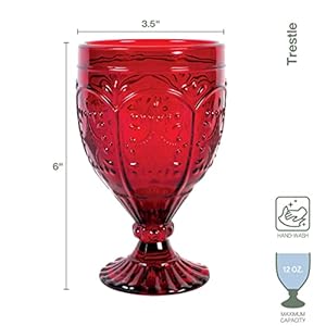 Fitz and Floyd Trestle Glassware Ornate Goblets 4 Count Pack of 1 Red