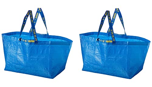 2X Reusable Blue Bags Large Size 19 Gallon Shopping Laundry Grocery Bag Durable #TOP9