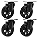 FactorDuty 4 All Black Metal Swivel Plate Caster Wheels Heavy Duty High-Gauge Steel (4" No Brake)