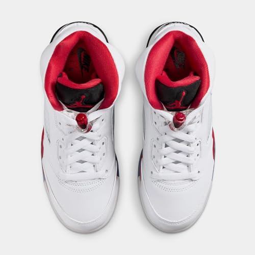 Air Jordan 5 Retro Fire Red Grade School Lifestyle Shoes (White/Fire Red/Black) - Image 3