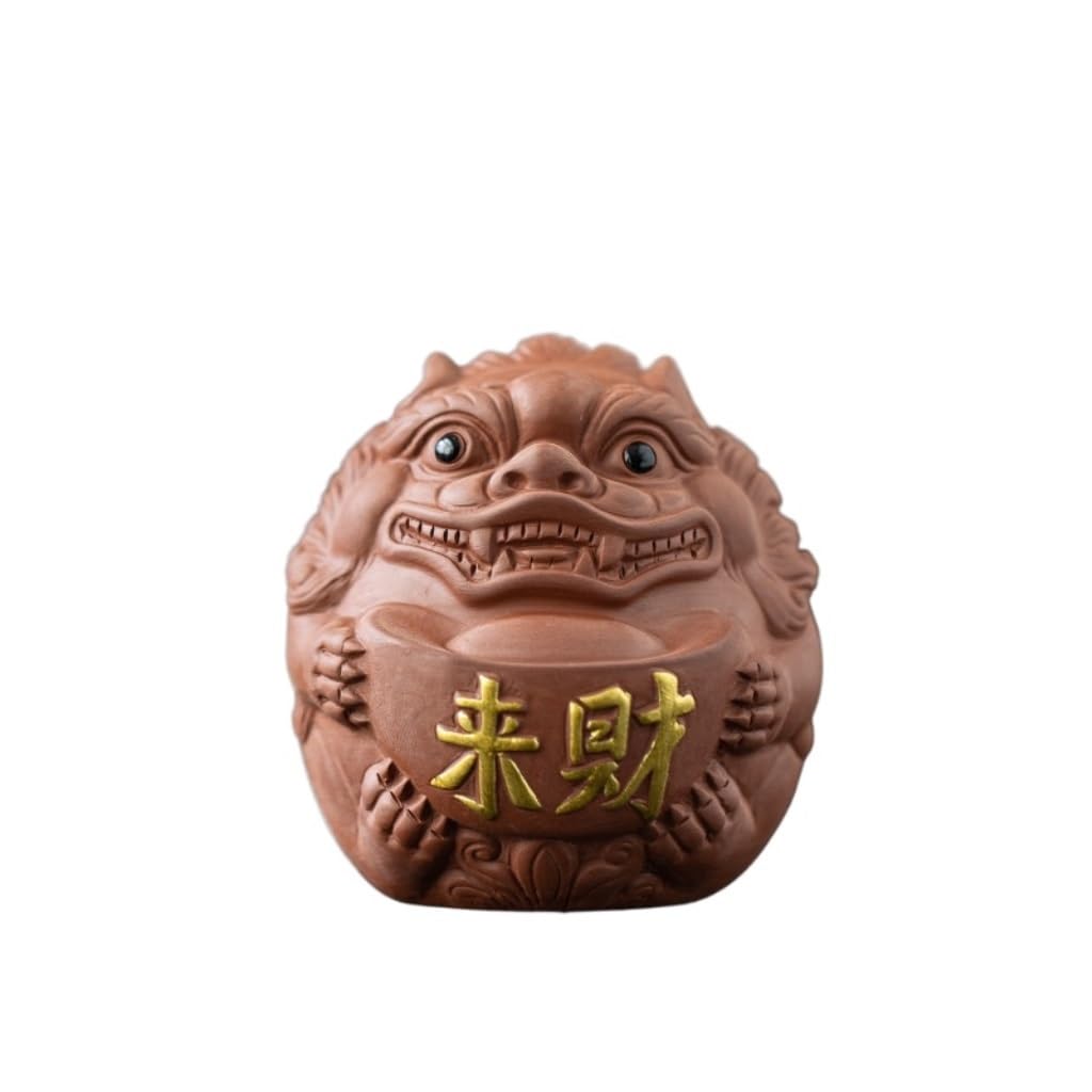 ENGENDER Kung Fu Tea Pet Purple Sand Tea Pet Ornaments Desktop Decorations Chinese Retro Tray(A)